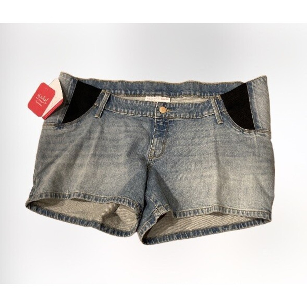 NEW Size 14 32 Isabel Maternity Jean Shorts Side Panel Ingrid & Isabel Denim